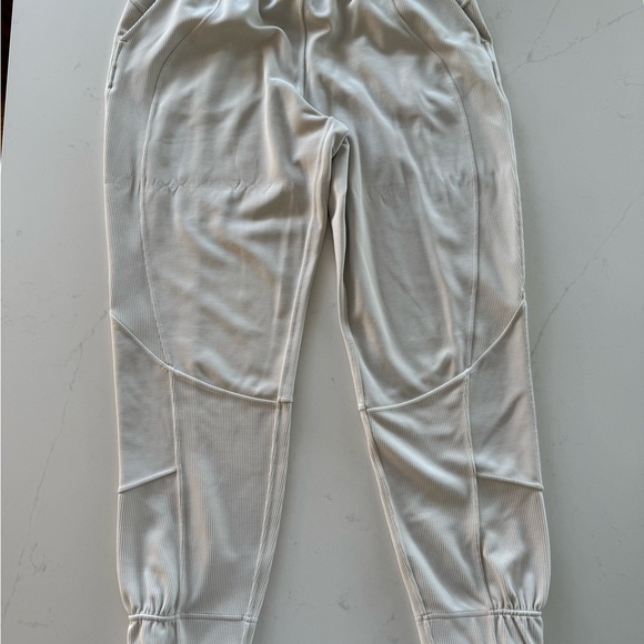 White Ribbed Joggers - Picture 1 of 7